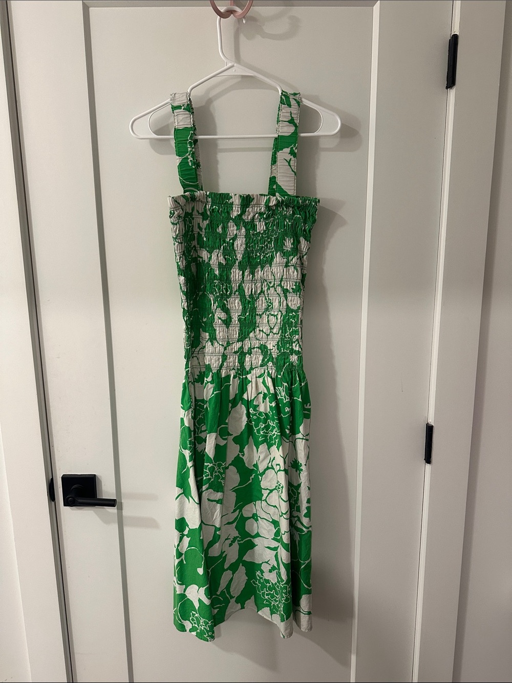 Rails Green and White Floral Smocked Dress